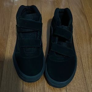 All black suede/canvas vans Velcro straps worn once for less that 3 hrs